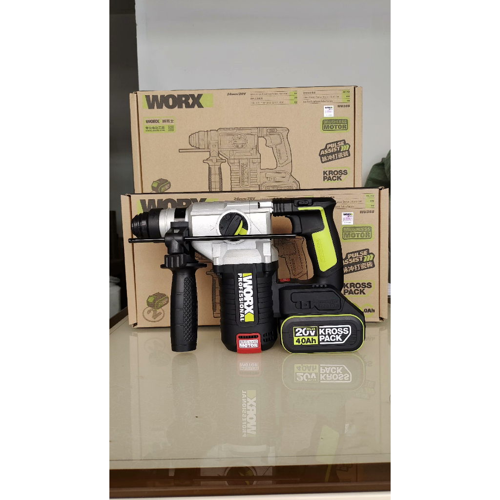 Worx WU388  สว่านโรตารี่ไร้สายมอเตอร์ไร้แปรงถ่าน: พลังงานแรง อเนกประสงค์