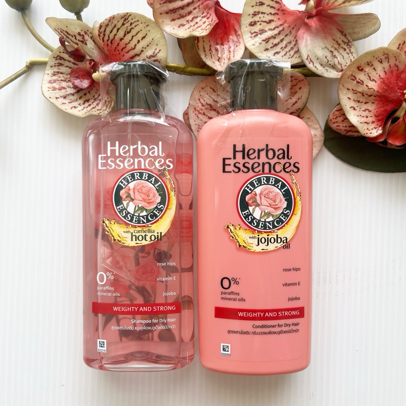 400 ml. ผลิต 08/23 Herbal Essences With Camellia Hot Oil Weighty And Strong เฮอร์บัล เอสเซนส์ แชมพู 