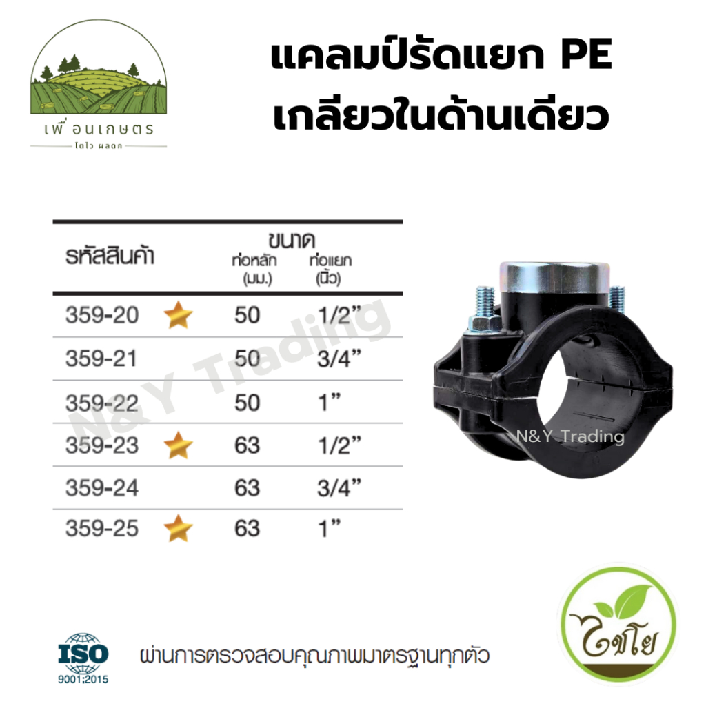 แคลมป์รัดแยก PE เกลียวในด้านเดียว แบรนด์ไชโย