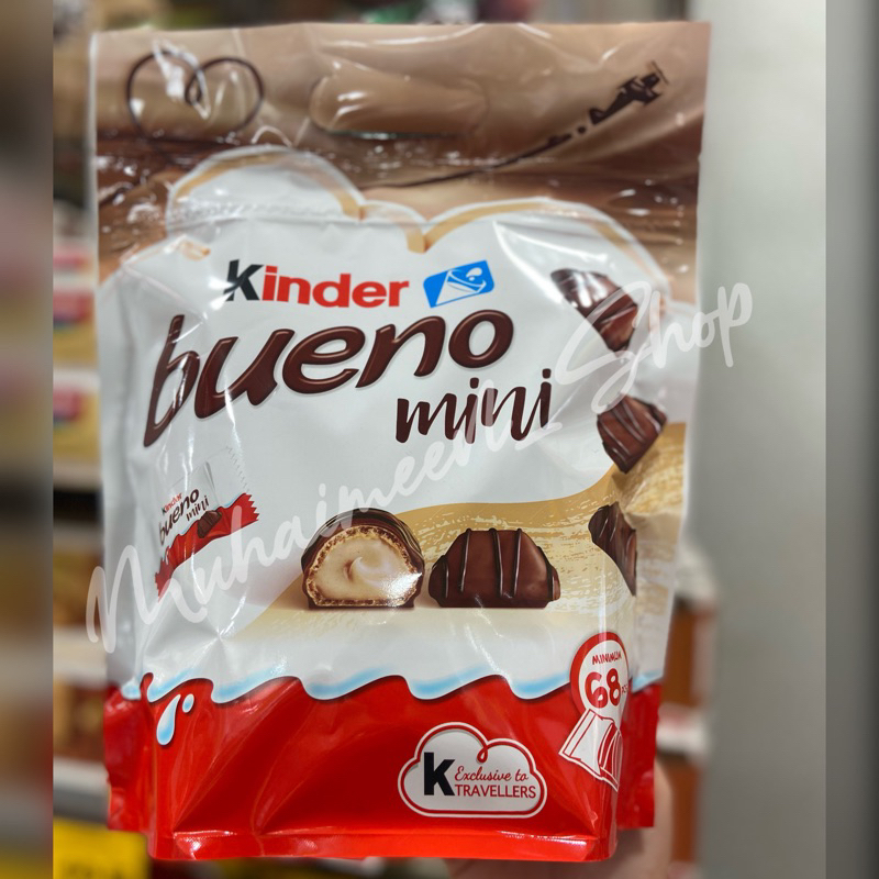 Kinder bueno Mini ช็อกโกแลตห่อใหญ่ ( 1 ห่อ บรรจุ 68 ชิ้น)
