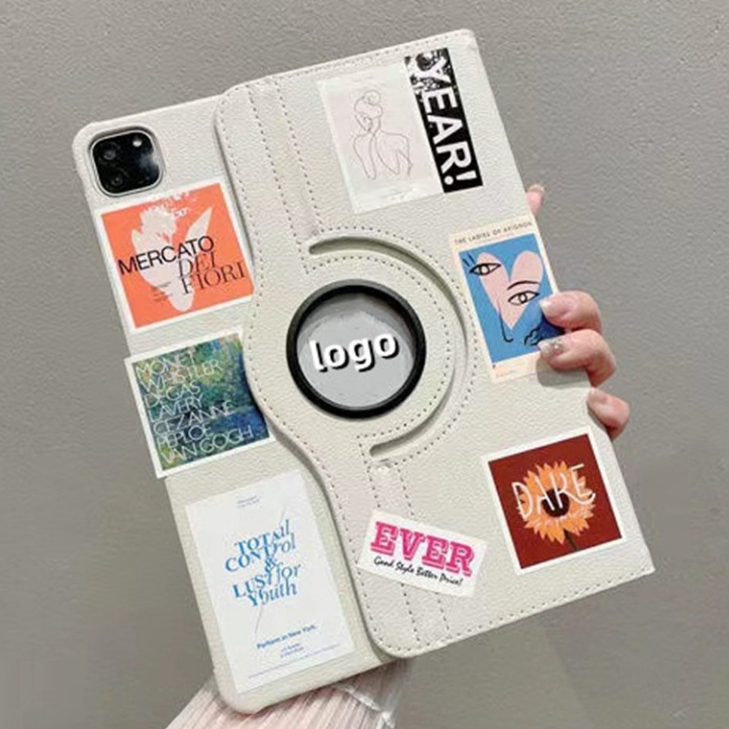 ส่งจากไทย สีขาว แฟชั่น สติ๊กเกอร์ เคส for iPad pro 2024 11 10.2 Gen10 9 8 2022 เคสไอแพด Air4 5 10.9 Case การหมุน 360