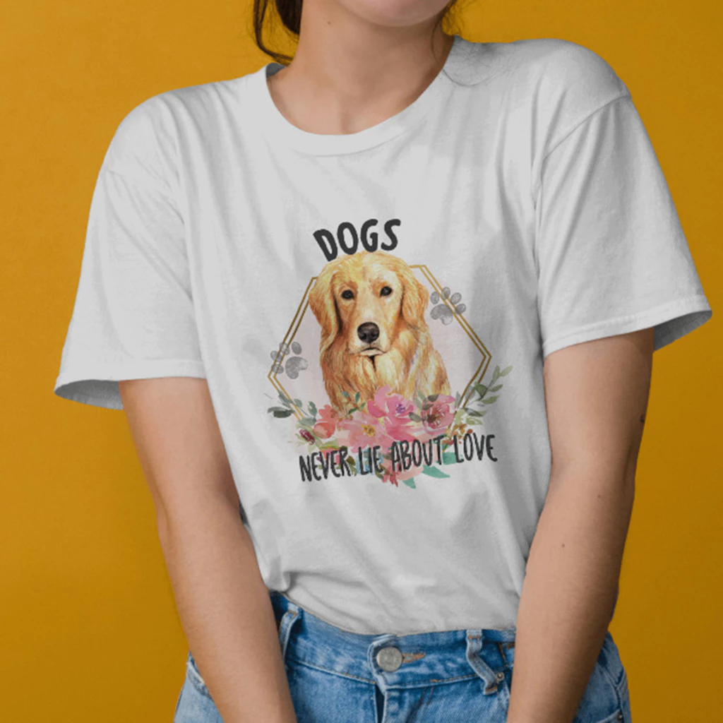 เสื้อยืดลายสุนัข Golden Retriever สไตล์เกาหลี