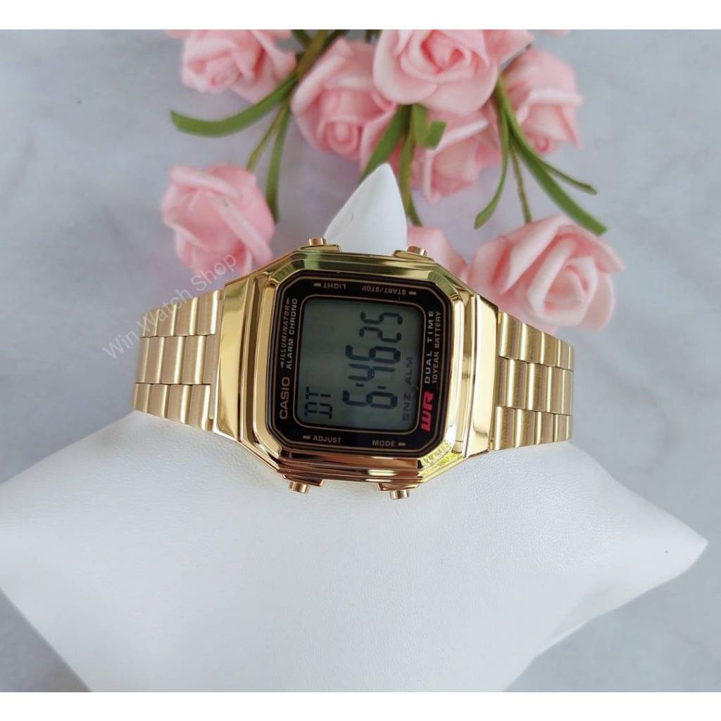 นาฬิกา Casio รุ่น A178WA-1A ,A178WGA-1 นาฬิกาข้อมือดิจิตอล สายสแตนเลส-ของแท้ 100% รับประกันสินค้า 1 ปี