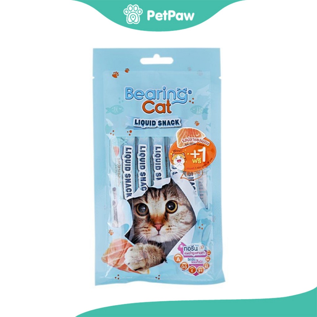 BEARING CAT : แบร์ริ่งแคท ลิควิดสแนค รสปลาแซลมอน 15 กรัม (แพคซอง 4+1)