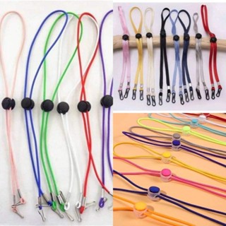 MF-สายคล้องแมสปุ่มใส ปุ่มดำ สายแบน 3แบบสุ่มสีพร้อมส่ง