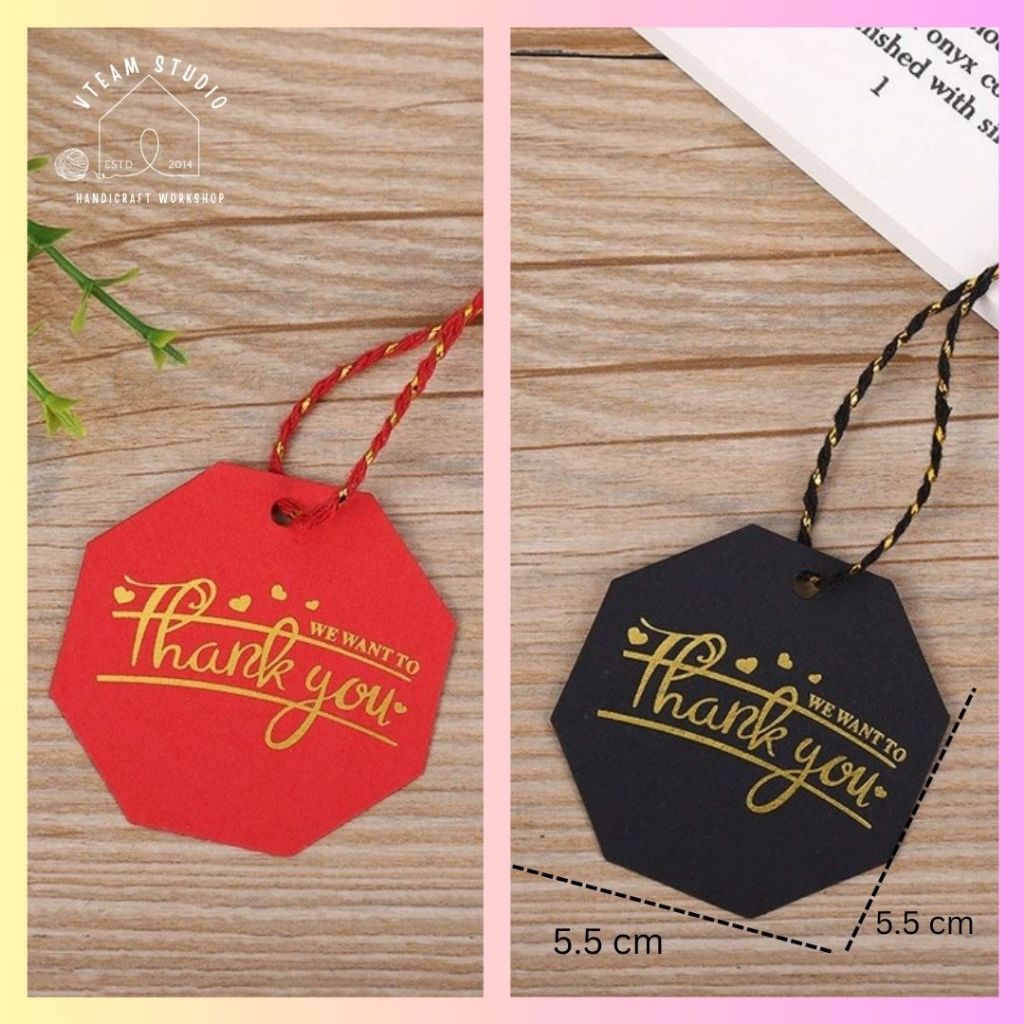 กระดาษแท็ก paper tag ป้ายแท็ก Thank you พิมพ์สีทองหรู รูปที่ 4