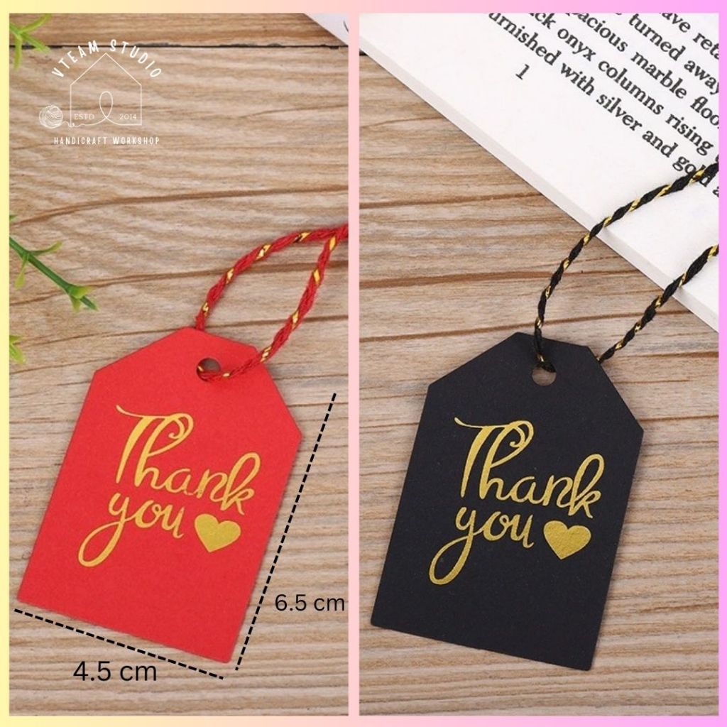 กระดาษแท็ก paper tag ป้ายแท็ก Thank you พิมพ์สีทองหรู รูปที่ 6