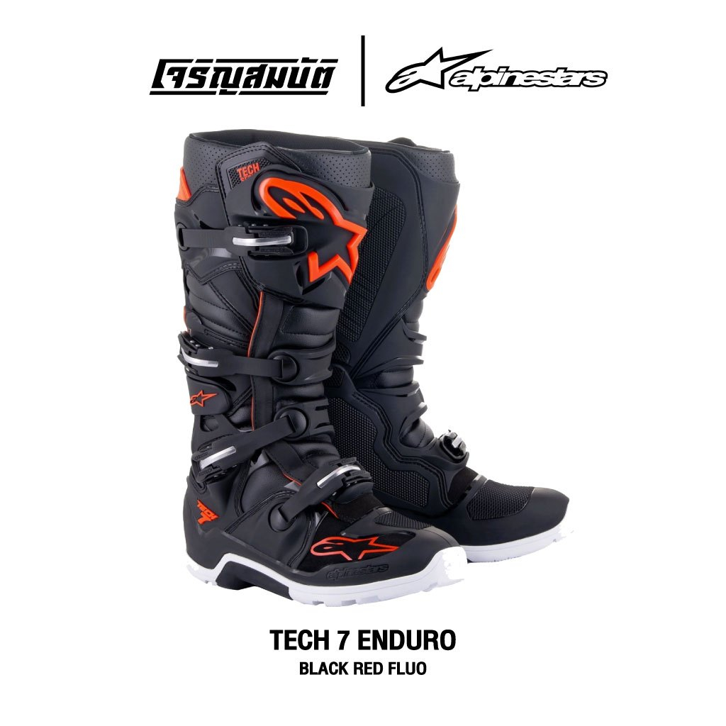 Alpinestars รองเท้าวิบาก (บูท) รุ่น TECH 7 ENDURO สี BLACK RED FLUO