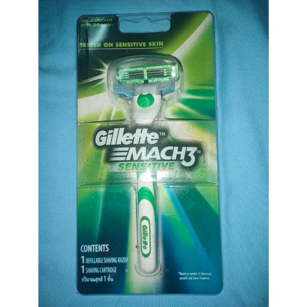 ยิลเลตต์ มัคทรี เซนซิทีฟ ใบมีดโกน พร้อมด้าม Gillette Mach 3 Sensitive