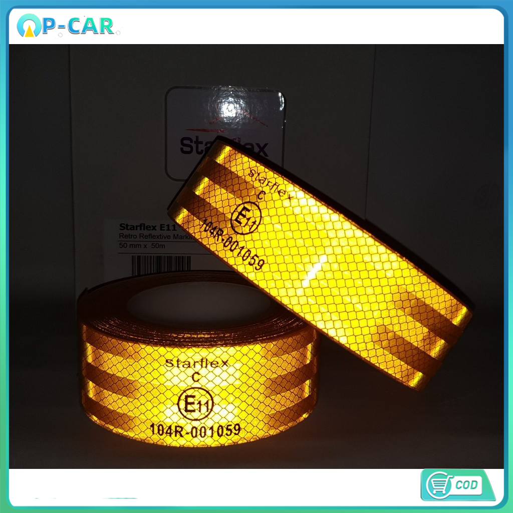 3M สติ๊กเกอร์ะท้อนแสง เทปสะท้อนแสง Starflex PET  สีเหลือง  ขนาดหน้ากว้าง 5cm ความยาว 45m