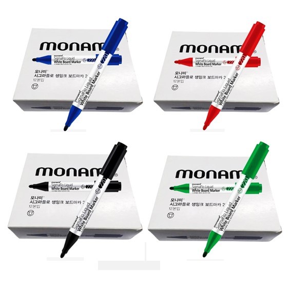 ปากกาไวท์บอร์ด โมนามิ #220 Monami Sigmaflo White Board Marker (แพ็ค 12 ด้าม)