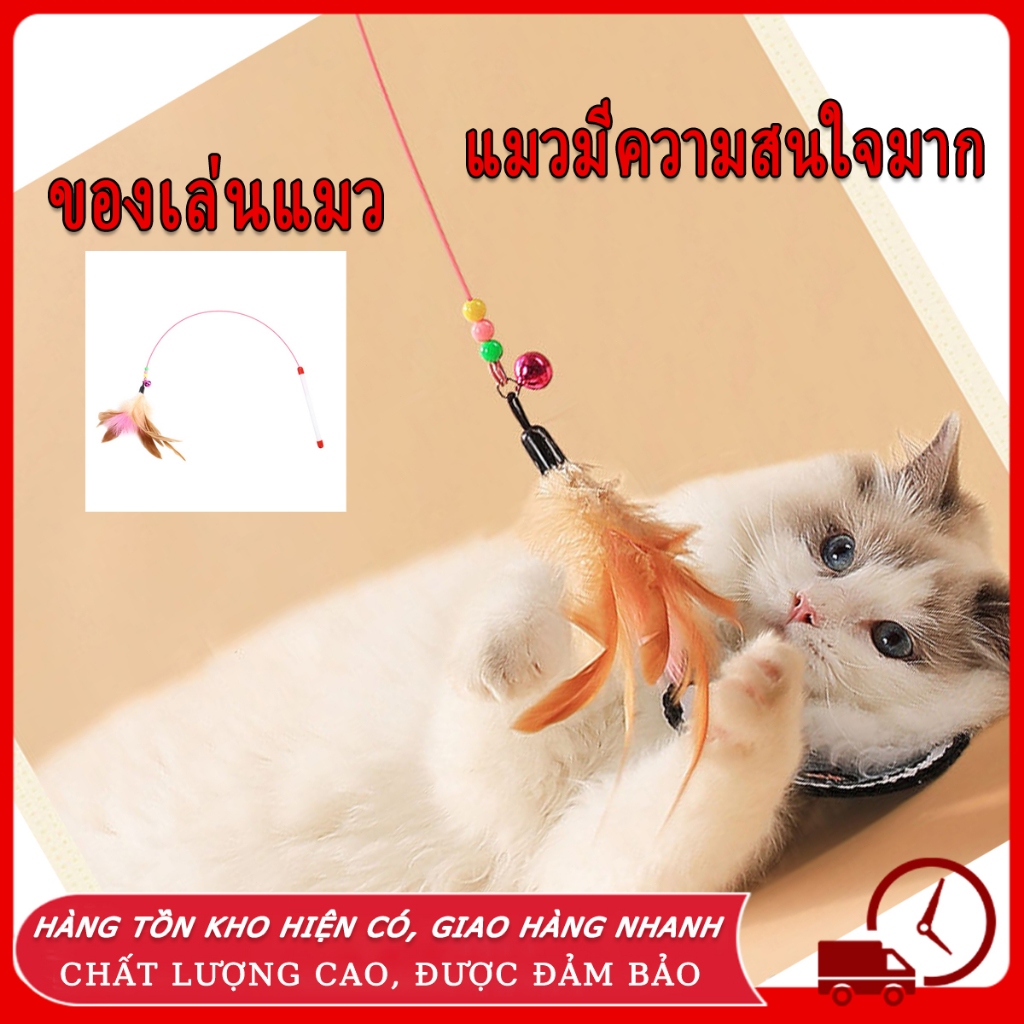ของเล่นแมว ไม้ตกแมว ไม้แมวตั้งพื้นขนนก ไม้ล่อแมว ของเล่นแมว ไม้ตกแมวยาว80CM ของเล่นสำหรับน้องแมว