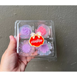 กล่อง E-44ฝาพับ กล่องเบเกอรี่ กล่องขนม 4 ช่อง กล่องขนม 4 หลุม แพคละ 50 ชิ้น