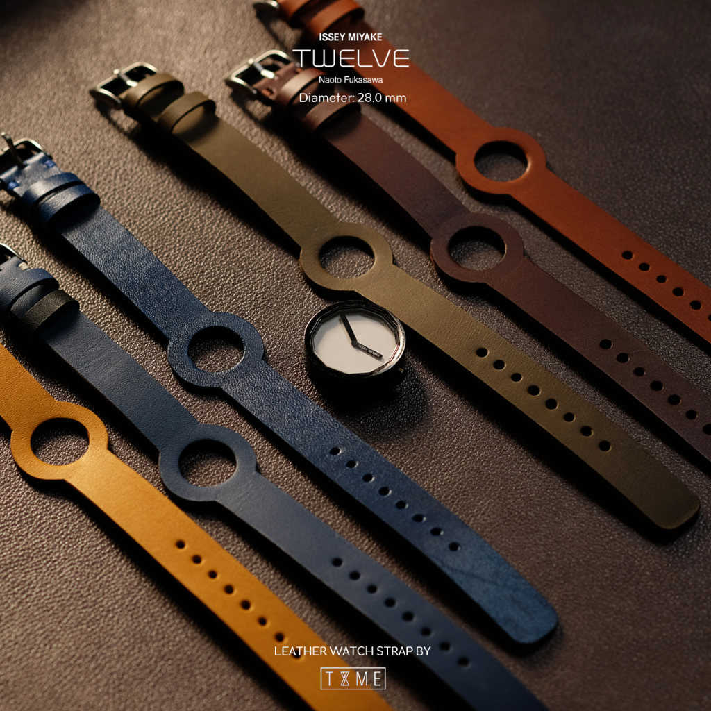 สายนาฬิกาหนัง แฮนด์เมด สำหรับ issey miyake watch twelve  28 mm ออกแบบทำเพื่อรุ่นนี้โดยเฉพาะ