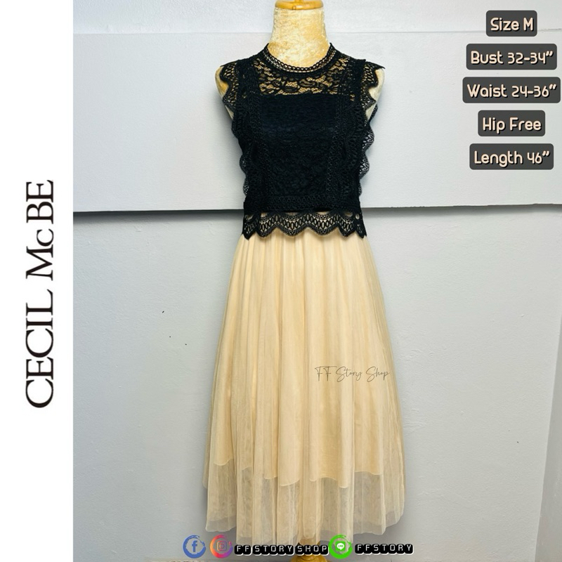 เดรสยาวแขนกุดเรียบหรูไฮโซมาก Cecil McBee แบรนด์ญี่ปุ่นมือสองสภาพกริบ