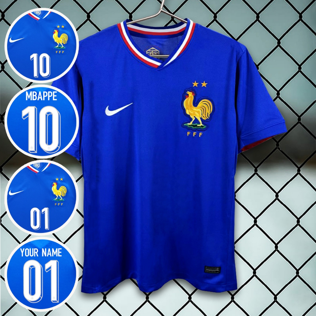 เสื้อฟุตบอลทีมชาติ ฝรั่งเศส /น้ำเงิน ยูโร2024 AA0106 เกรดแฟนบอล รับทำชื่อ-เบอร์ ไซส์ XS-4XL