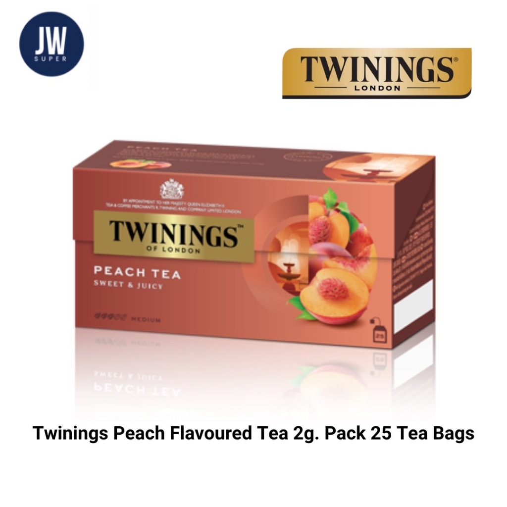 ทไวนิงส์ ชา รสพีช ชนิดซอง 2 กรัม แพ็ก 25 ซอง Twinings Peach Flavoured Tea 2 g. Pack 25 Tea Bags