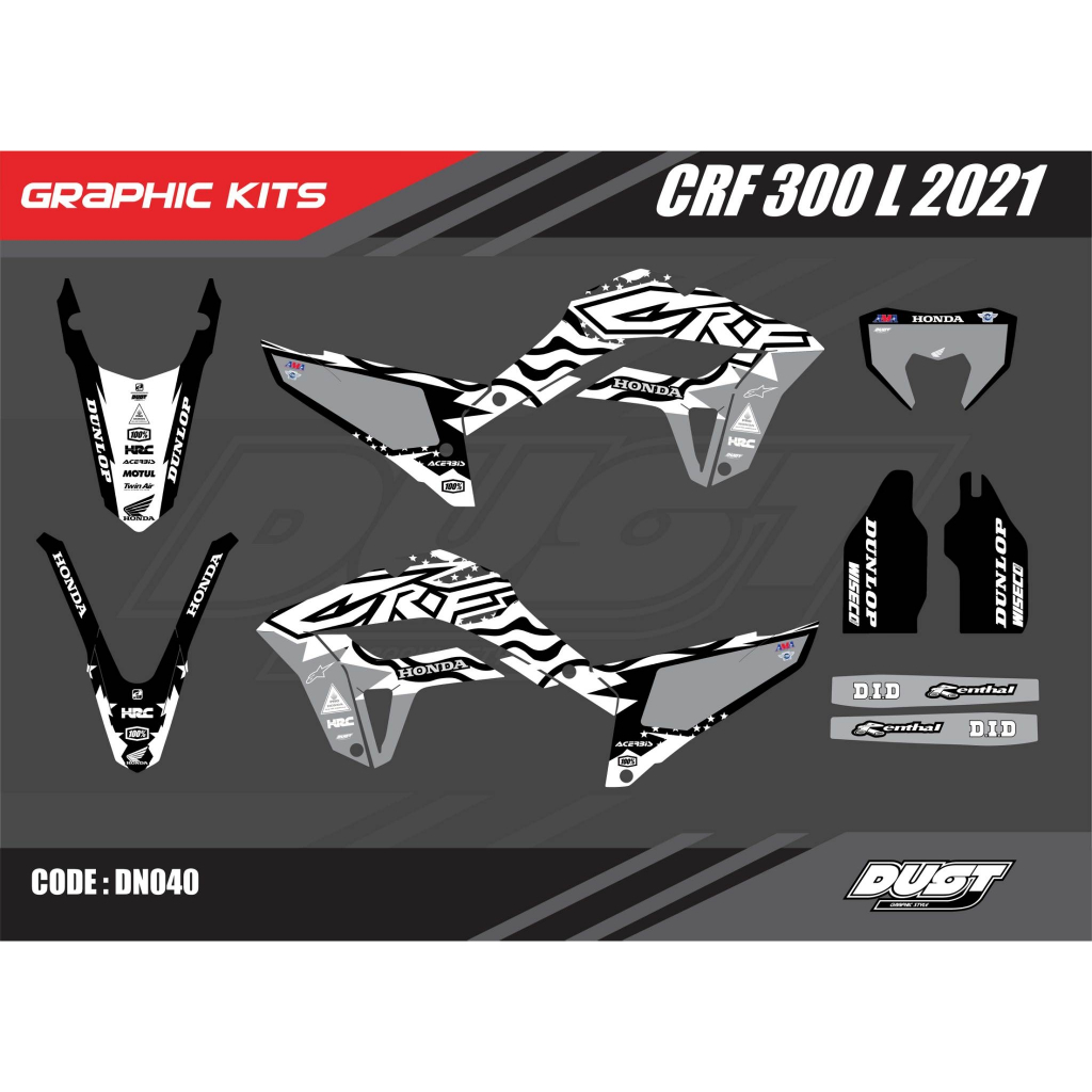 สติ๊กเกอร์วิบาก Honda CRF 300 L 2021 ทั้งคัน Graphic kit สติ๊กเกอร์เคลือบเงา สุดคุ้ม