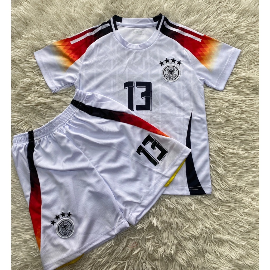 ชุดฟุตบอลเด็ก ใส่เล่นกีฬา ทีมเยอรมันนี สกรีนเบอร์13 ชื่อมุลเลอร์ ปี2024-2025 ใหม่ล่าสุด ใส่สบาย