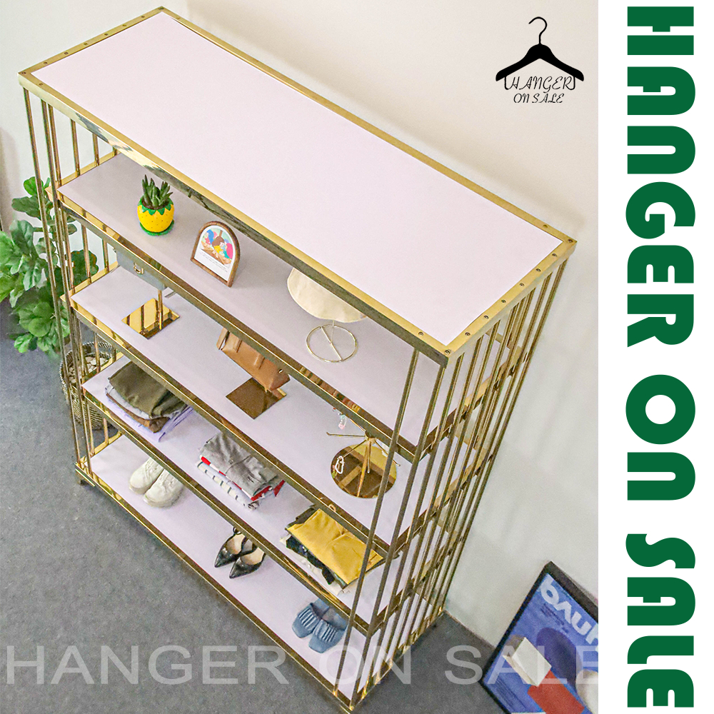 ราวแขวนเสื้อผ้า ราวแขวนผ้าสีทอง มีที่วางกระเป๋า ราวทอง ขนาดใหญ่ ราวไลฟ์สด ราวสเเตนเลส เเข็งเเรง ปรับระดับได้ มี/ไม่มีล้อ - รูปที่ 5