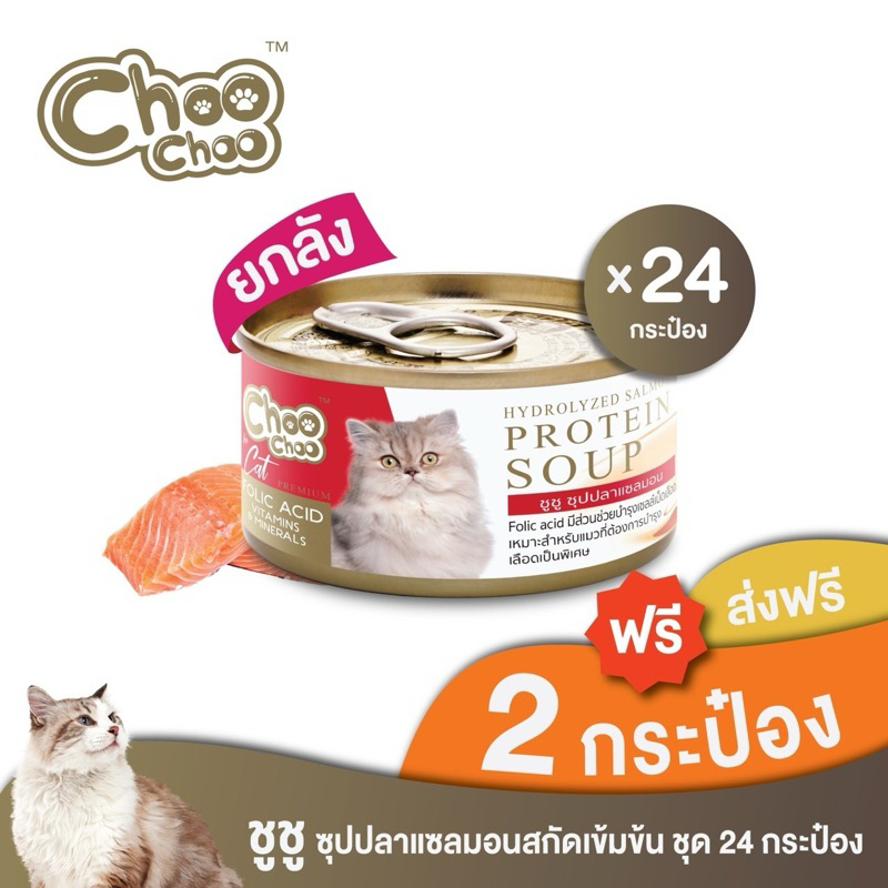 [ส่งฟรี+แถม2กป]  ChooChoo ชูชู ซุปปลาแซลมอนสกัดเข้มข้น สูตรบำรุงเลือด 24 กระป๋อง (80กรัมx24กระป๋อง)