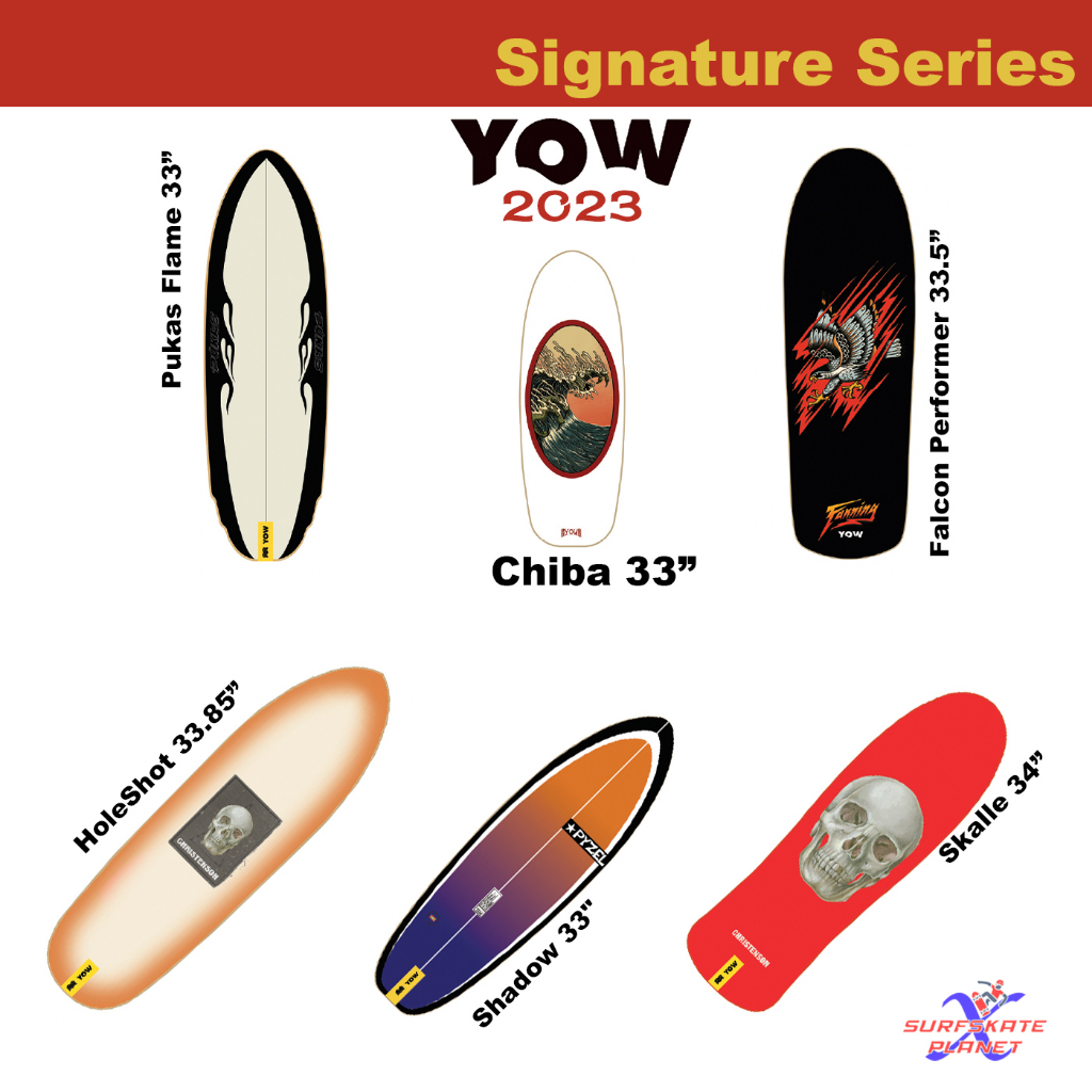 DeckYOW Surfskate 2023- Skalle Hole Shot Shadow Flame Chiba Falcon Performer - Signature Classic Shaper Series