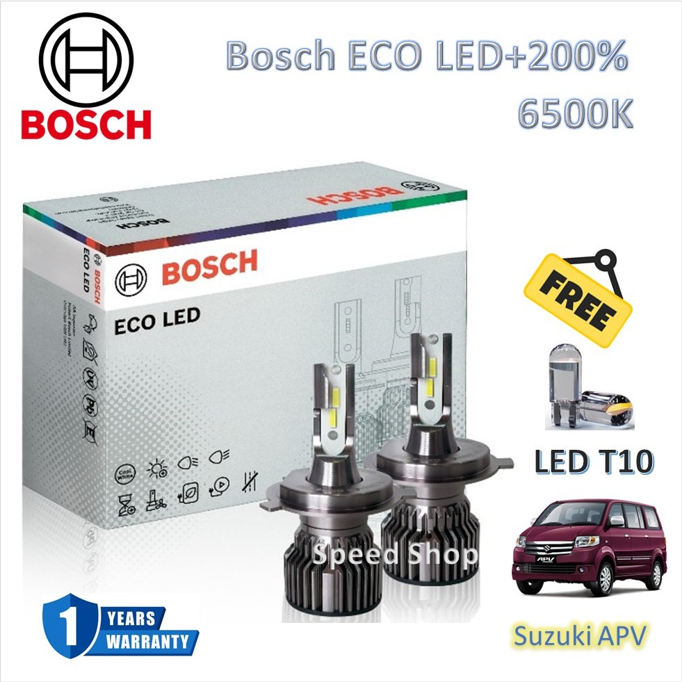 Bosch หลอดไฟหน้า รถยนต์ ECO LED+200% 6500K Suzuki APV สว่างกว่าหลอดเดิม 200% ประกัน 1 ปี แถม LED T10