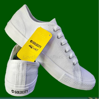 (พร้อมส่ง🚛)GoldCity-1207 รองเท้าผ้าใบแฟชั่น สีขาวพื้นนุ่มใส่ทน Size 35-45