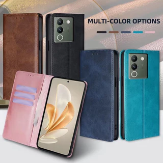 เคสฝาพับหนัง Xunte สำหรับ Vivo V60 V50 Lite V40 V40Pro V40lite V30 V30Pro V27 Pro V29 V29e ใส่บัตรได้ ตั้งได้