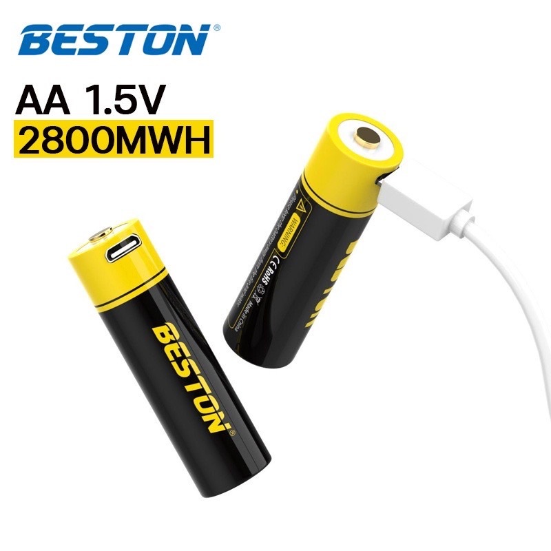 ถ่านชาร์จ BESTON รุ่น 2AN-75 Rechargeable Li-ion Battery ขนาด AA แรงดันไฟฟ้า 1.5V สายชาร์จ Micro USB แบตเตอรี่ชาร์จได้