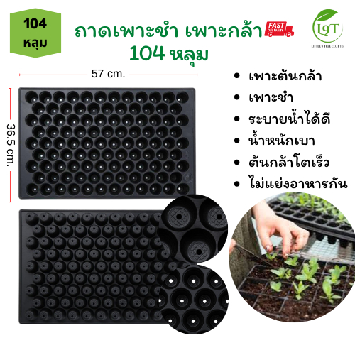 แพค 10 ใบ ถาดเพาะชำ 104 หลุม ถาดอ่อนเพาะชำ ถาดเพาะต้นกล้า ถาดเพาะเมล็ด