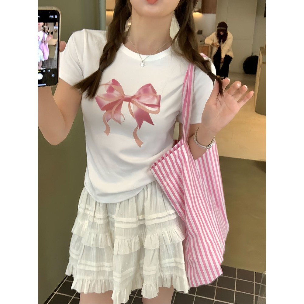 （พร้อมส่ง รับสินค้าภายใน 2วัน) เสื้อครอปสไตล์เกาหลี เสื้อยืดพิมพ์ลายการ์ตูนแขนสั้นเสื้อยืดผู้หญิงสำหรับหน้าร้อน baby tee - รูปที่ 3