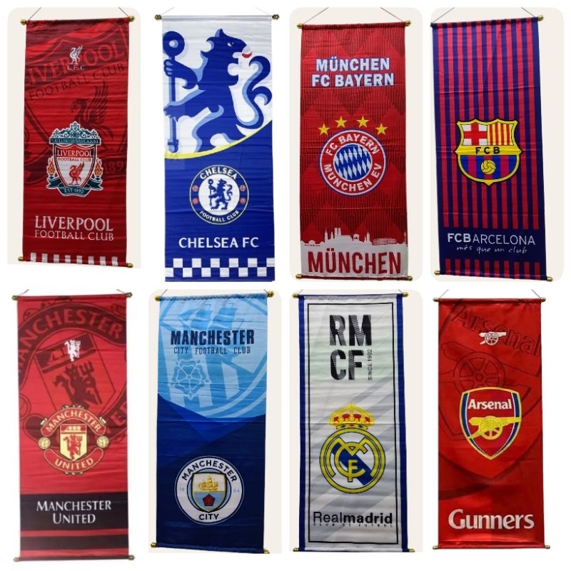 ธงแขวนทีมฟุตบอล🌍⚽️ขนาดต่อผืนกว้าง39สูง90cm.พร้อมสายแขวน สีสันสดใสตรงปก🏡เหมาะกับการแต่งห้อง