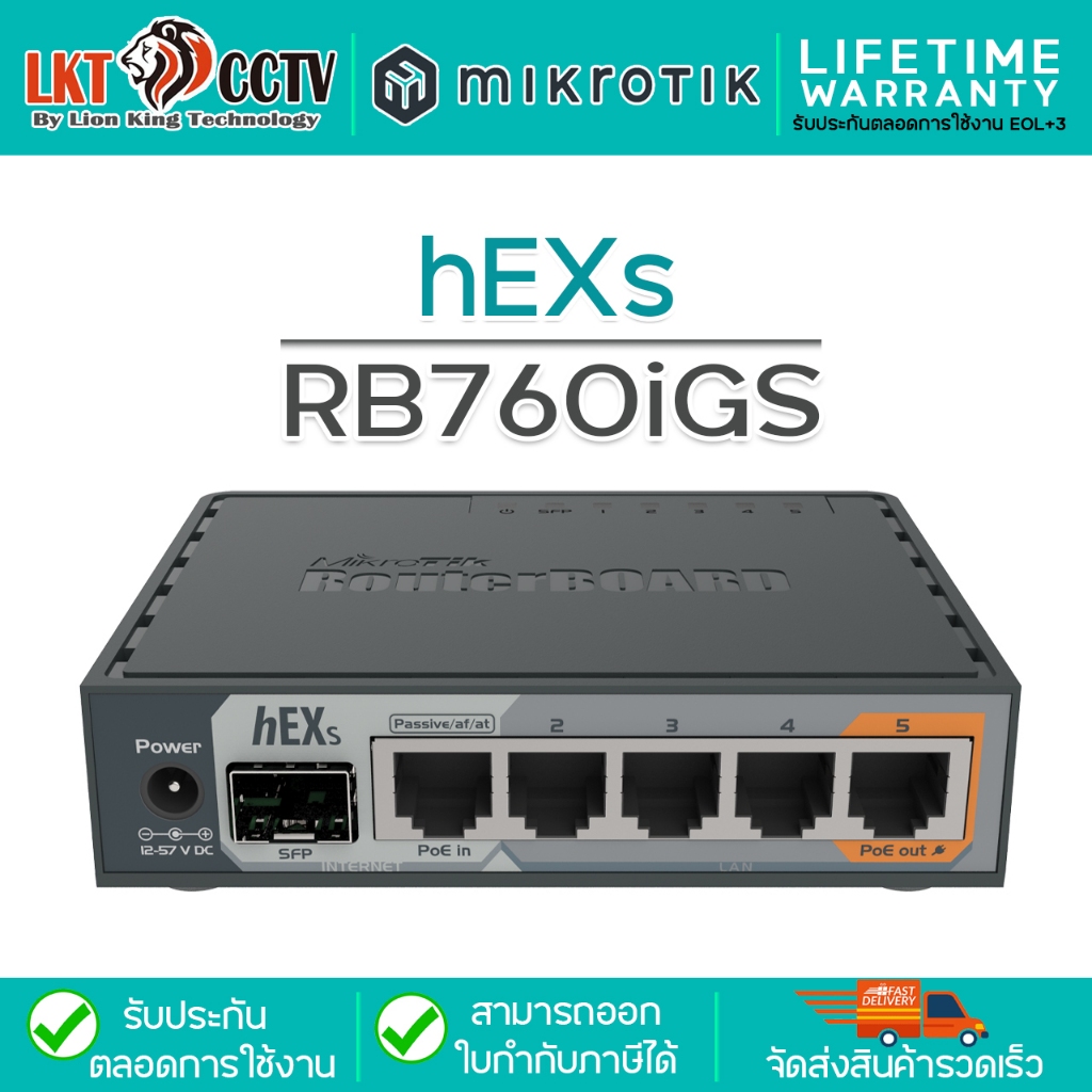 Mikrotik RB760iGS hEX S เราท์เตอร์ Gigabit Ethernet ห้าพอร์ต (สามารถออกใบกำกับภาษีได้)