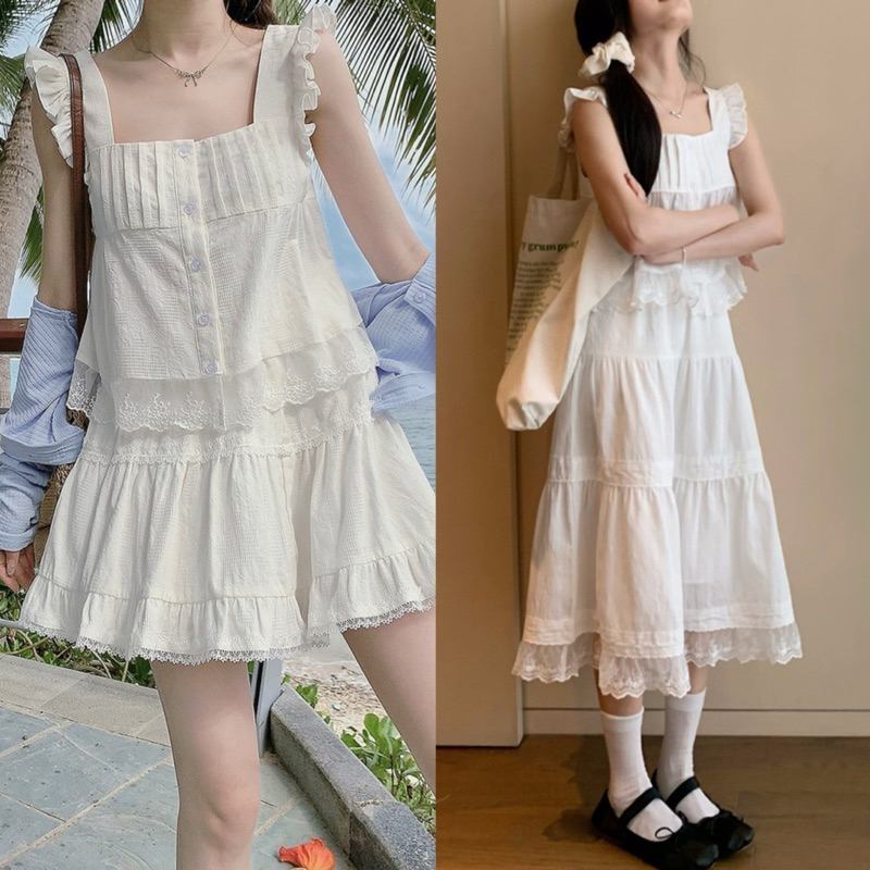 Somedays l Lillie Set เสื้อ+กระโปรงสีขาวสไตล์ลูกคุณหนูหวานๆ