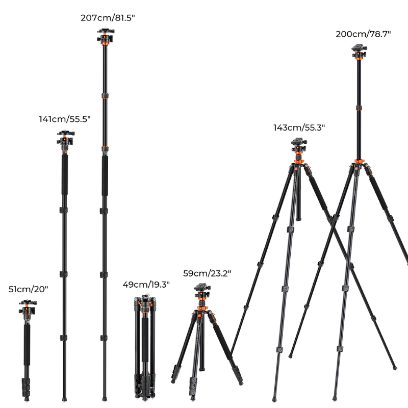 ขาตั้งกล้อง K&F O234A7+BH-28L Aluminum Tripod with Monopod Kit (KF09.087V6)