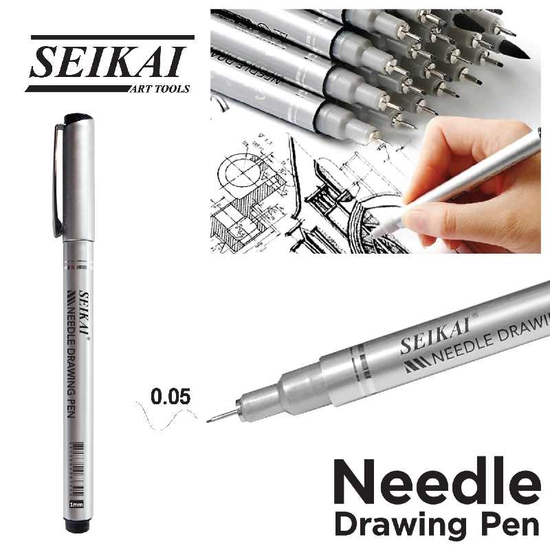ปากกาตัดเส้น SEIKAI ปากกาหมึกซึม ปากกาหัวเข็ม หมึกกันน้ำ Needle Drawing Pen หมึกสีดำ