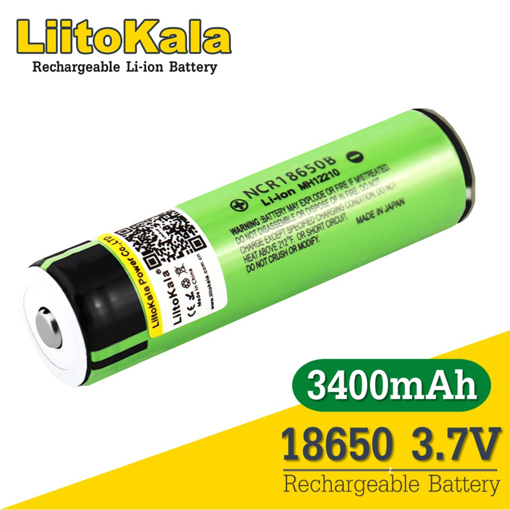 [หัวนูน มีวงจร] ถ่านชาร์จ 18650 Liitokala NCR18650B 3.7V Li-ion 3400mAh