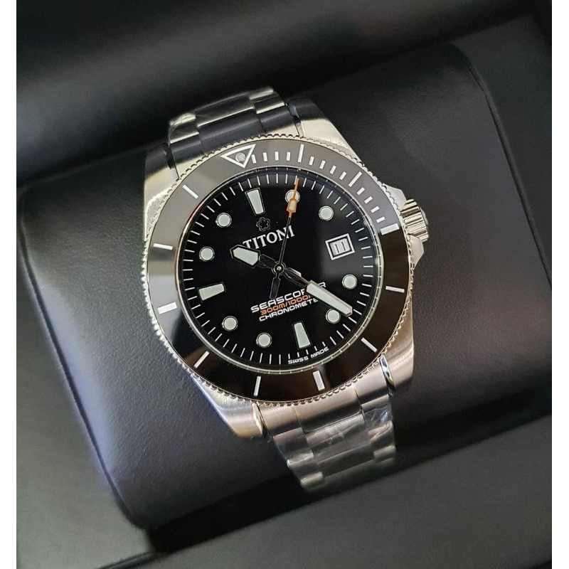 นาฬิกาข้อมือ TITONI Seascoper 300  Chronometer Ref :  83300S-BK-702