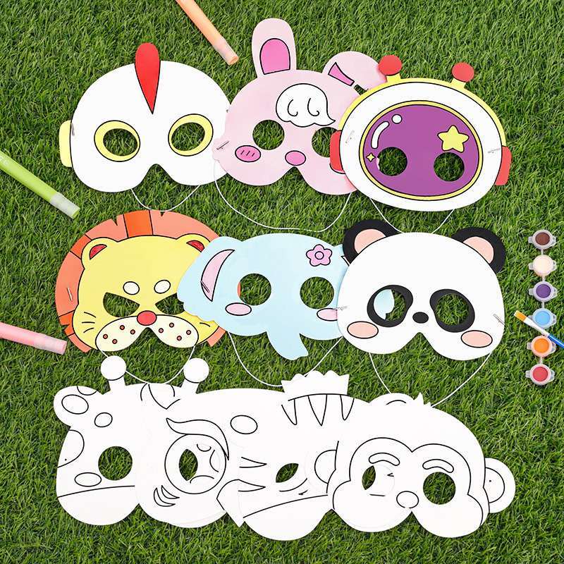 หน้ากากรูปสัตว์ หน้ากากระบายสี DIY ของเล่นเสริมพัฒนาการ ของเล่นศิลปะ