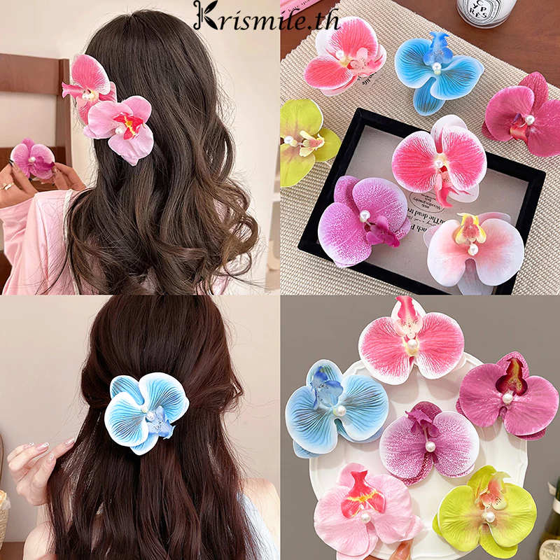 COD-ในไทย💖กิ๊บหนีบผม รูปผีเสื้อดอกไม้ ประดับไข่มุก คลิปด้านข้าง หวาน สไตล์เกาหลี สําหรับผู้หญิง ริมทะเล/วันหยุดพักผ่อน-K