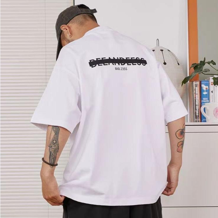 You-T เสื้อยืดผู้ชาย oversize เสื้อยืดผ้าคอตตอน ผ้าฝ้ายใส่สบาย สไตล์เกาหลี มินิมอล ลาย "BND.23SS"