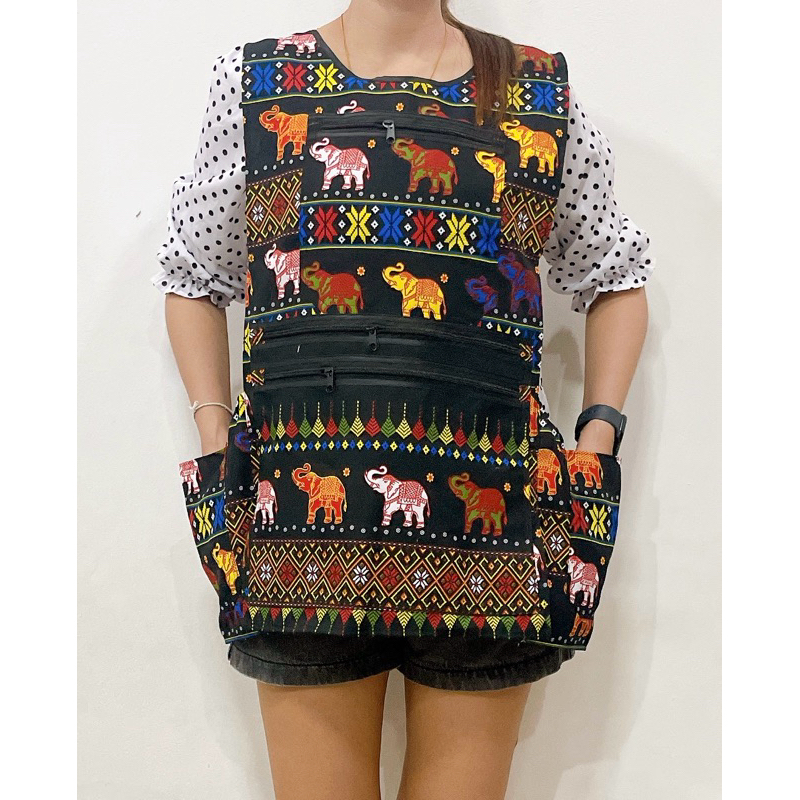 ผ้ากันเปื้อนแบบเสื้อ 5 กระเป๋า