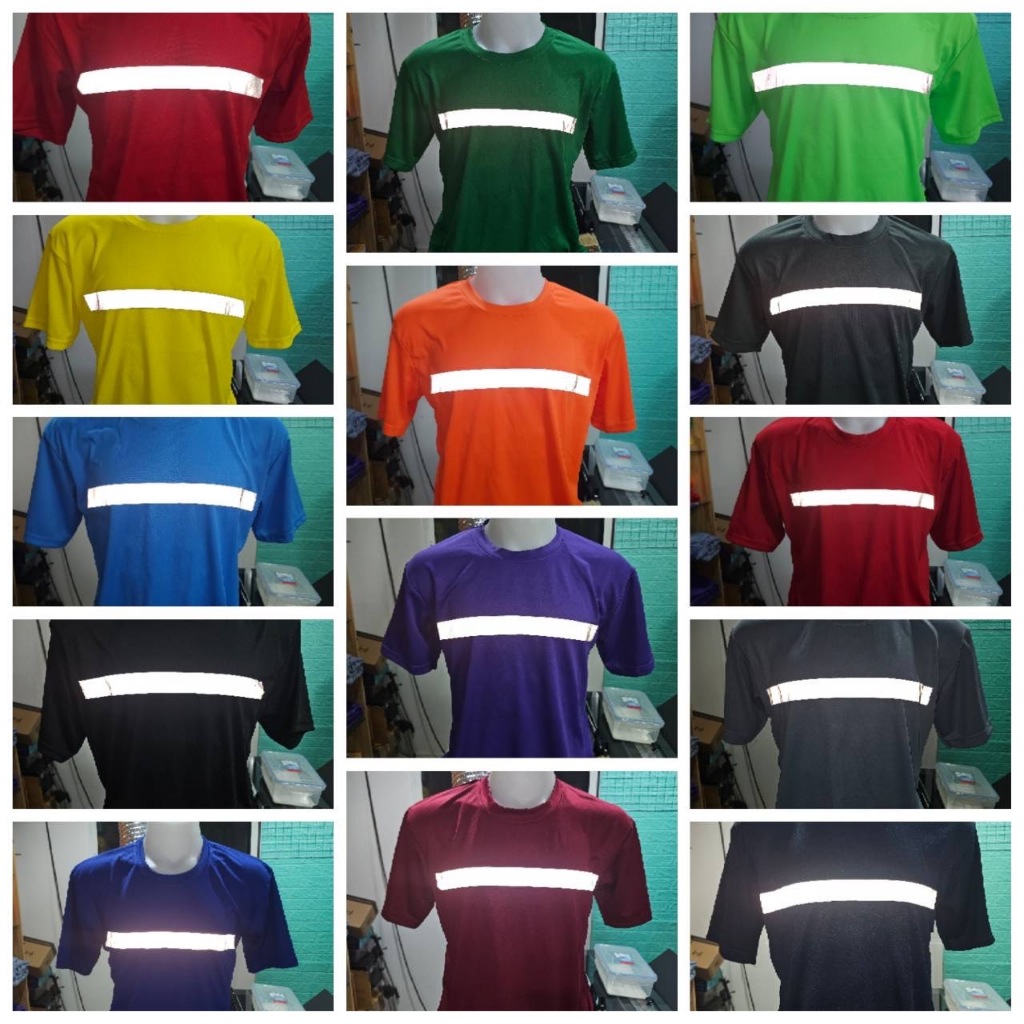 เสื้อยืดแขนสั้นติดแถบด้านหน้า 1จุดเพิ่มความปลอดภัยในการทำงาน ผ้าไมโคร 100%โพลีเอสเตอร์ พร้อมส่งมีครบ 12 สี