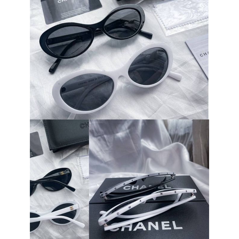พร้อมส่งในไทย แว่นกันแดด CC Oval sunglasses "พร้อมกล่องอุปกรณ์ตามภาพ"