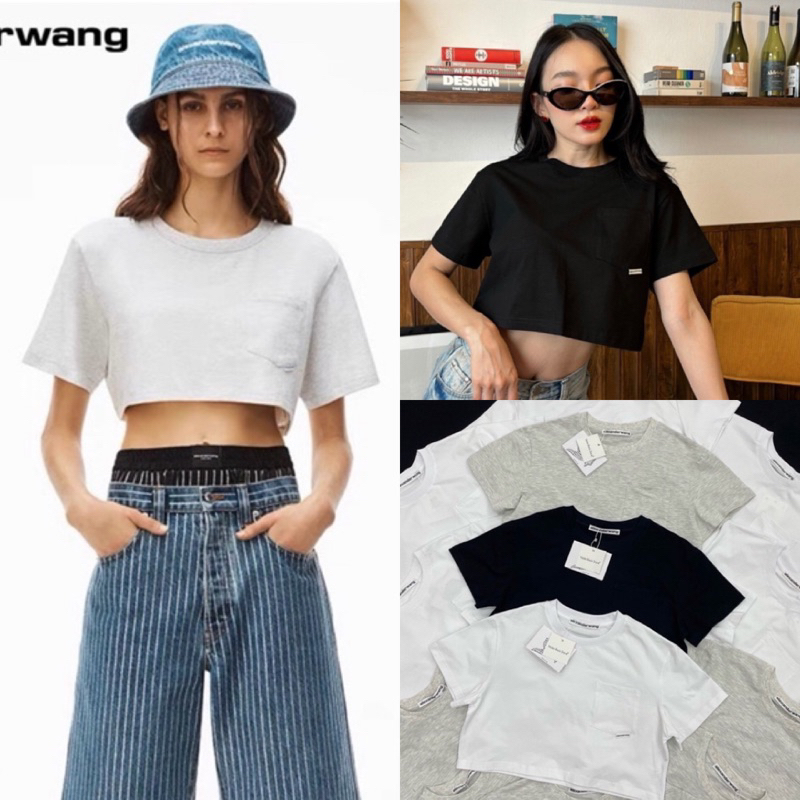 Axw Basic crop top • เสื้อครอปแขนสั้น ดีเทลติดโลโก้ที่กระเป๋าหน้าอก