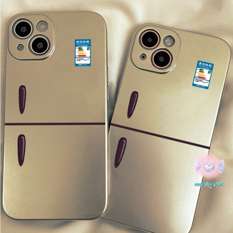 [จัดส่งในพื้นที่] เคสโทรศัพท์โลหะชุบโลหะรูปแบบตู้เย็นเข้ากันได้กับ iPhone 13 12 14 11 7 Pro Max XR X Plus XS SE cover