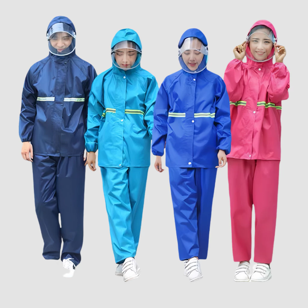เสื้อกันฝน ชุดกันฝัน แบบแขนยาวขายาว ฮู้ดกันฝน แบบซิปมีกระดุมติด thumbnail 8