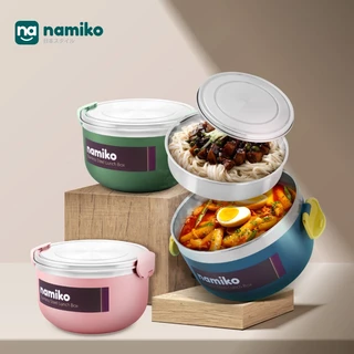 Namiko เซตกล่องอาหารสไตล์เกาหลี กล่องข้าว 2 ชั้น พร้อมถ้วยซุปสเตนเลส Food Grade