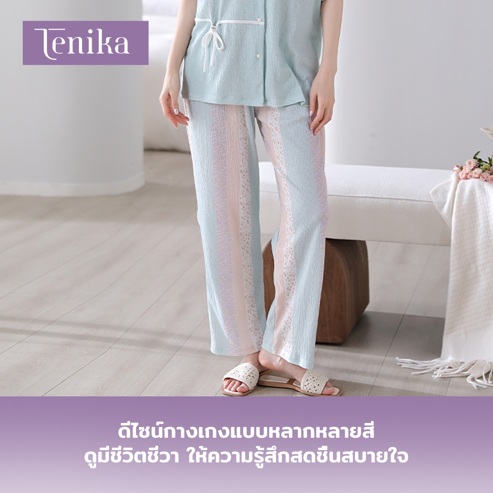 TENIKA ชุดนอน ผู้หญิง เสื้อแขนสั้น ขาสี่ส่วน ผ้าจีบ ชุดอยู่บ้าน ฟรีไซส์ M-XXLรหัส HW-013 — صورة 8